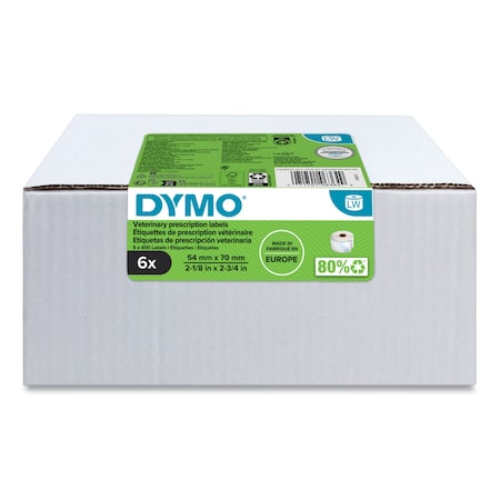 Dymo Veterinary Prescription Labels for LabelWriter Label Printers, 2.75x2.12, Black/White, 2400PK 2187328